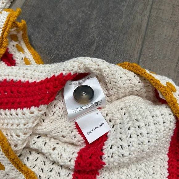 La DoubleJ x Orlebar Brown Salt ‘n’ Vinegar striped crochet top in red/ivory - Picture 6 of 6